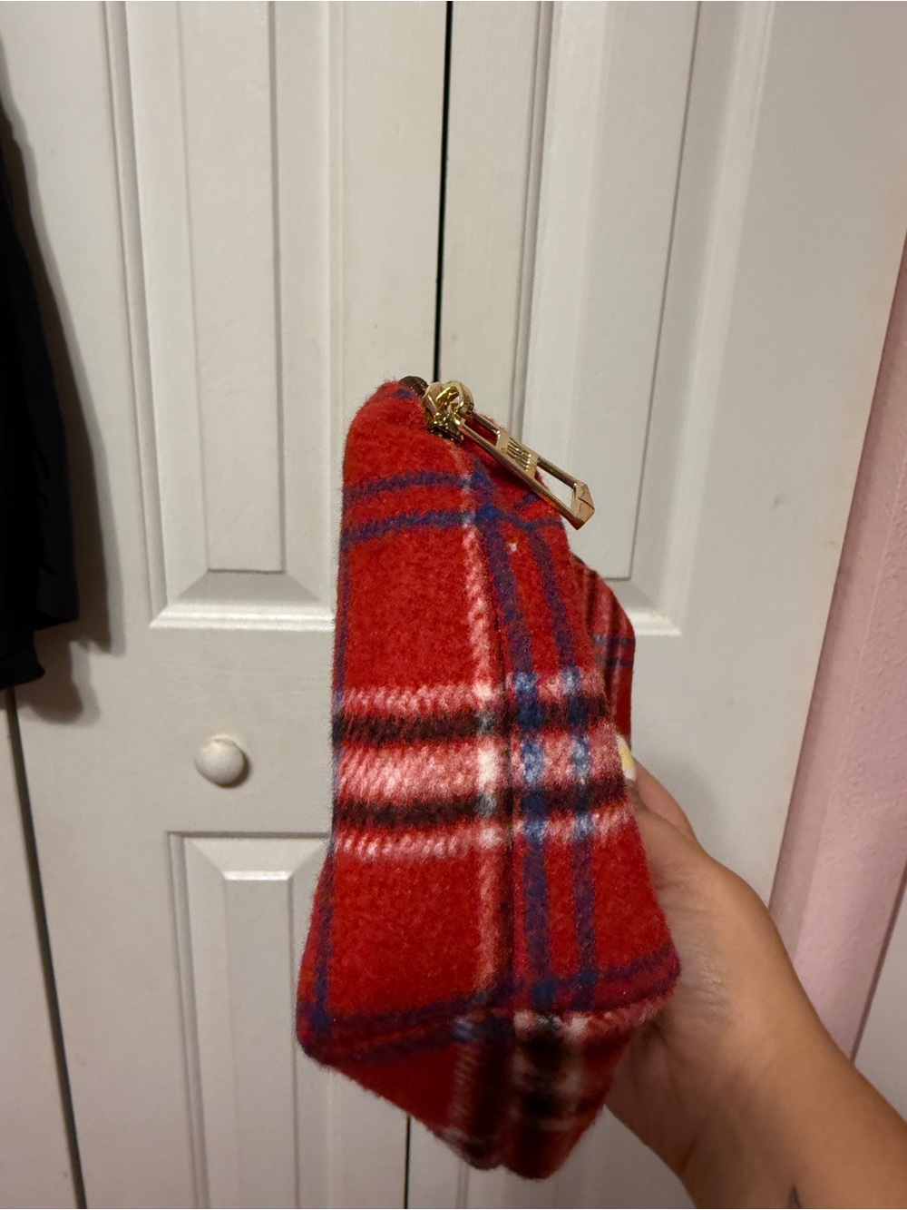 Plaid Red Tote Bag with Brown Trim - Women Bags and matching mini bag - Picture 11 of 11